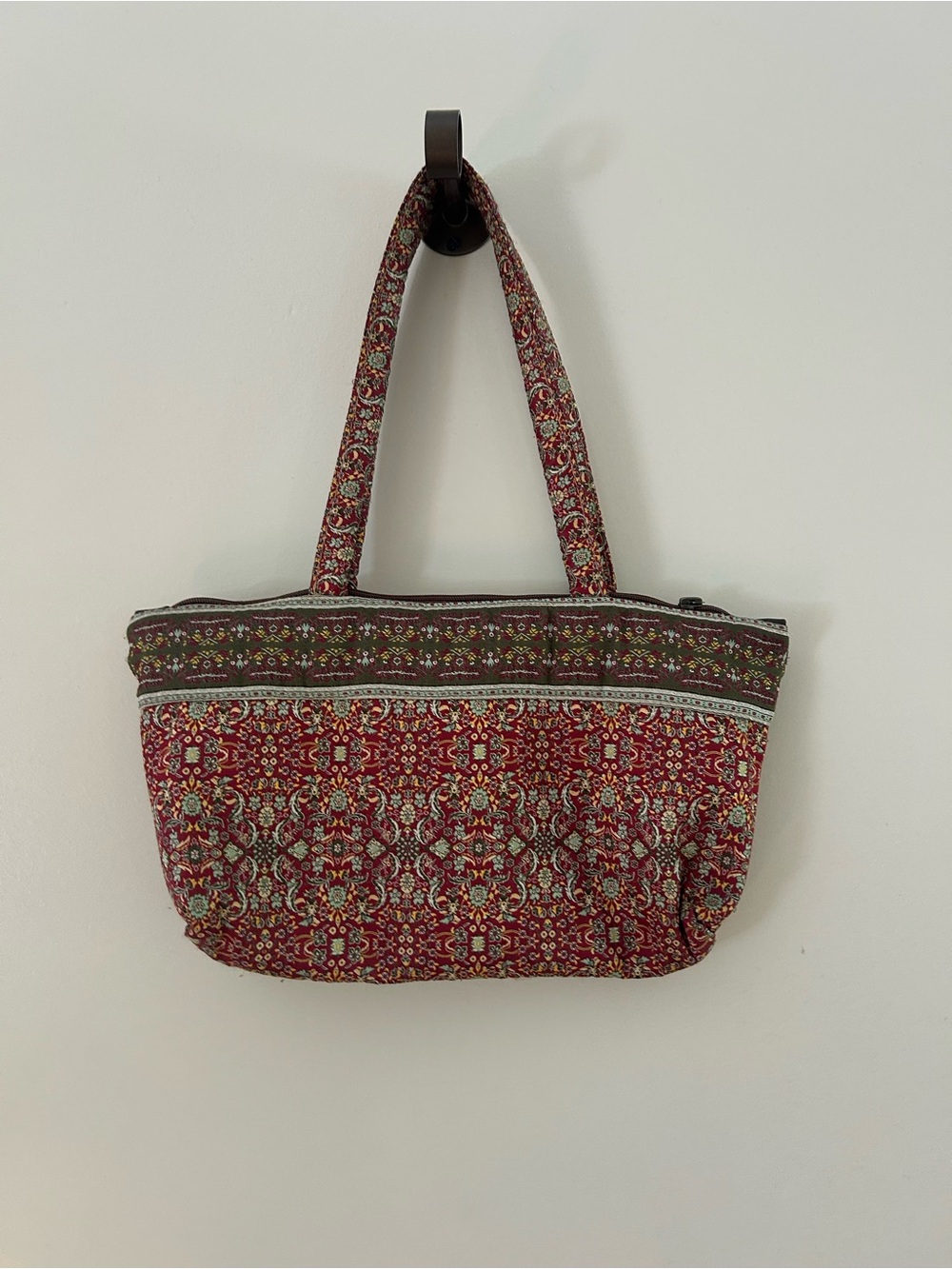 Printed Quilted Red Tote Bag - Unbranded